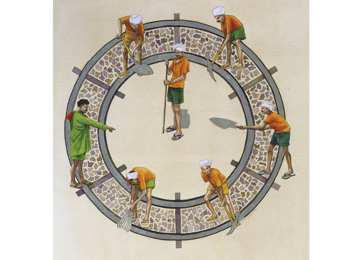 Men working on a railway track