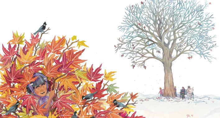 A girl hiding in a chinar tree