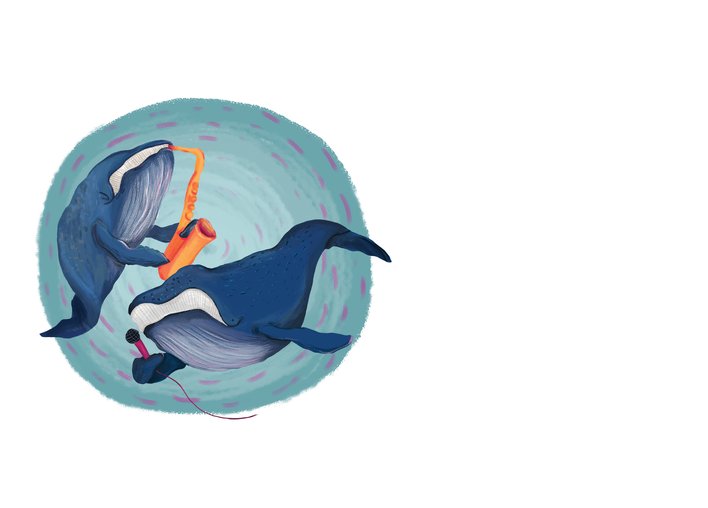 Whales singing with mic and saxophone