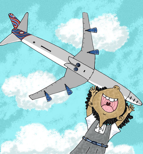 Girl and aeroplane