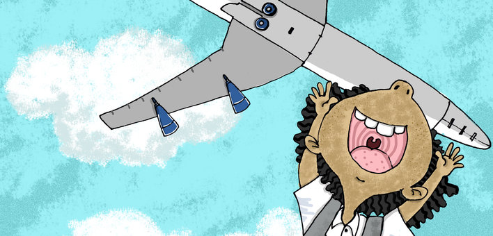 Aeroplane and girl