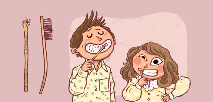 Children brushing their teeth