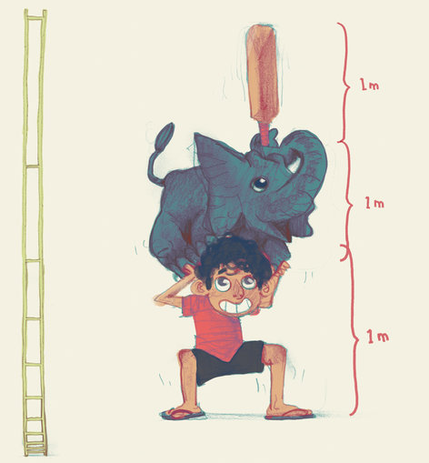 Boy, elephant and cricket bat