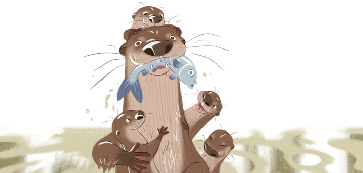 An otter eating fish