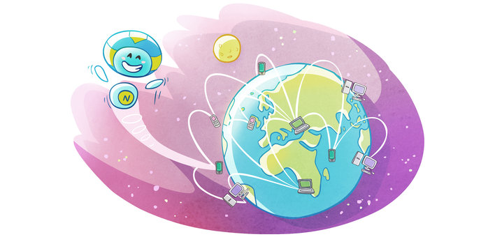 Computers connected around the world