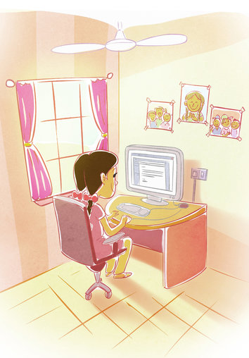 Girl using a computer