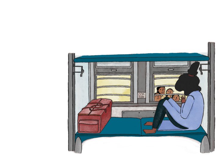Girl leaving on a train