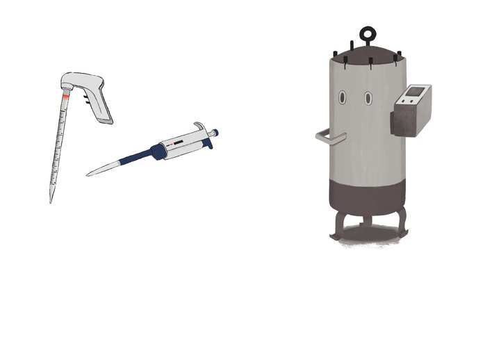 Lab equipment pipette, autoclave