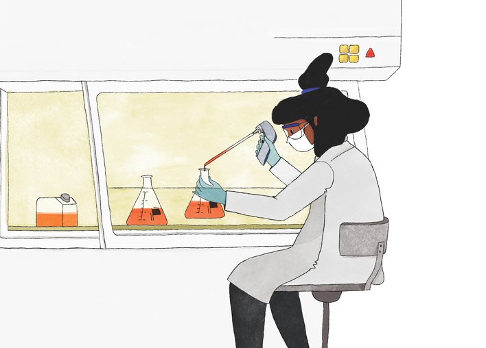 The Microbiologist doing an experiment