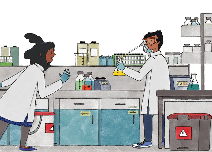 Microbiologists in a lab