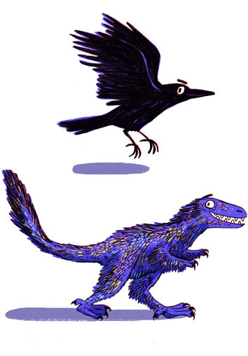 Dinosaur and crow