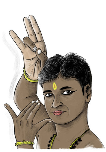 A boy striking a Bharatanatyam pose