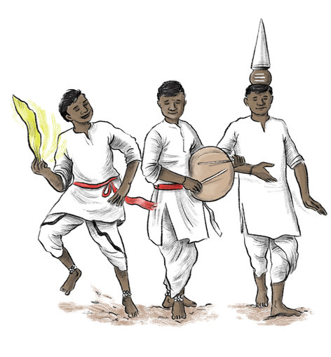 Three men dancing