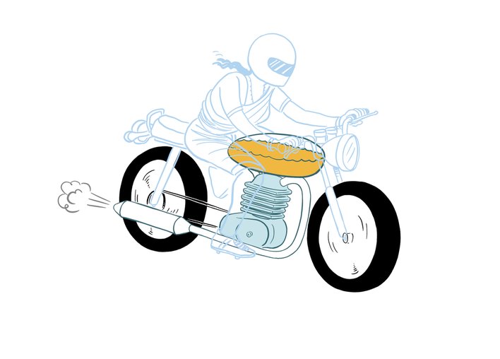 Smoke from the engine leaves through the exhaust pipe.