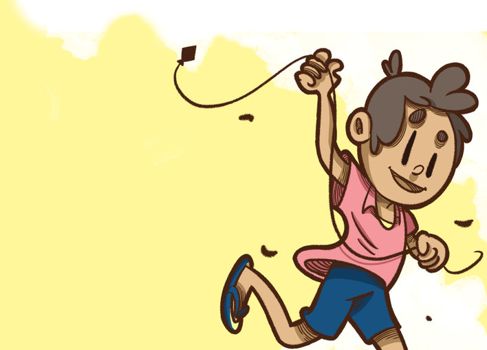 Boy flying a kite
