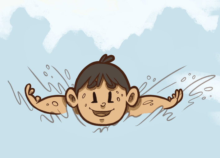 A child swimming