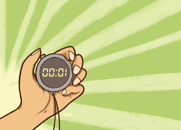 Someone holding a stopwatch