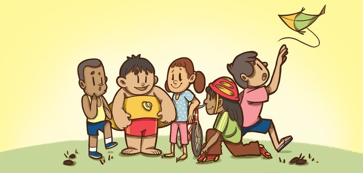 Five children play together