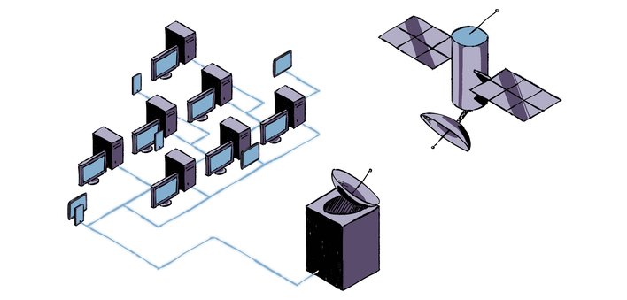 Computers and mobiles are connected to the internet