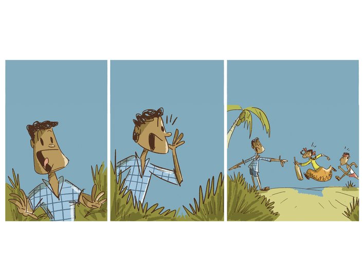Boy calling his friends