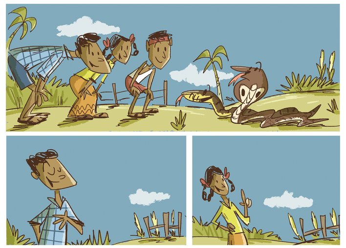 children and snakes laughing