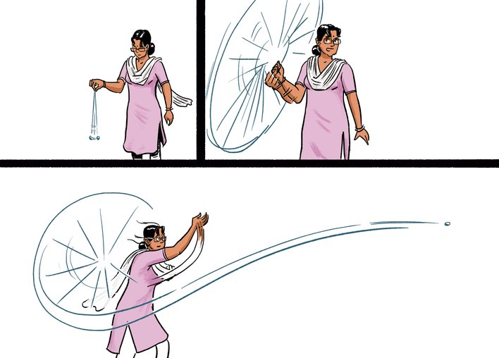 A scientist uses a slingshot to explain how Mangalyaan was flung into outer space