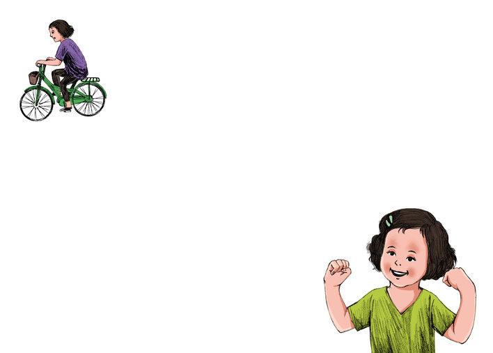 Girl dreaming of riding cycle