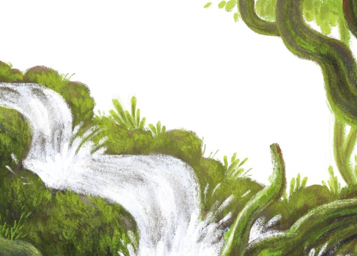 A waterfall over moss covered rocks and stones
