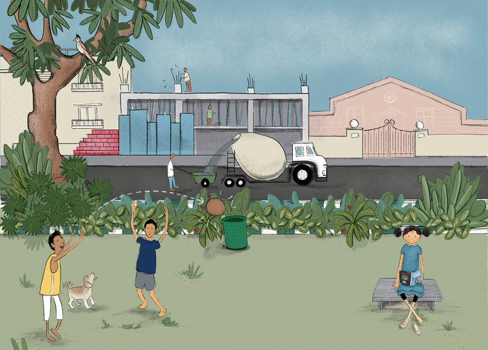 Children are playing in a park