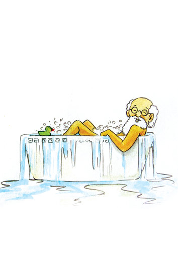 An old man in a bathtub