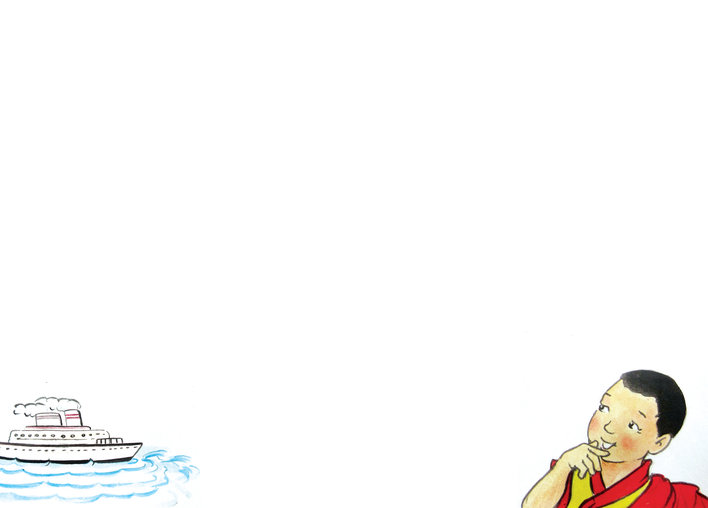 A ship and a boy thinking