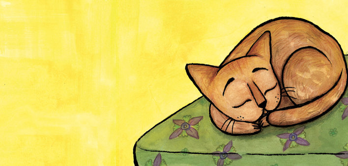 Cat sleeping on a table