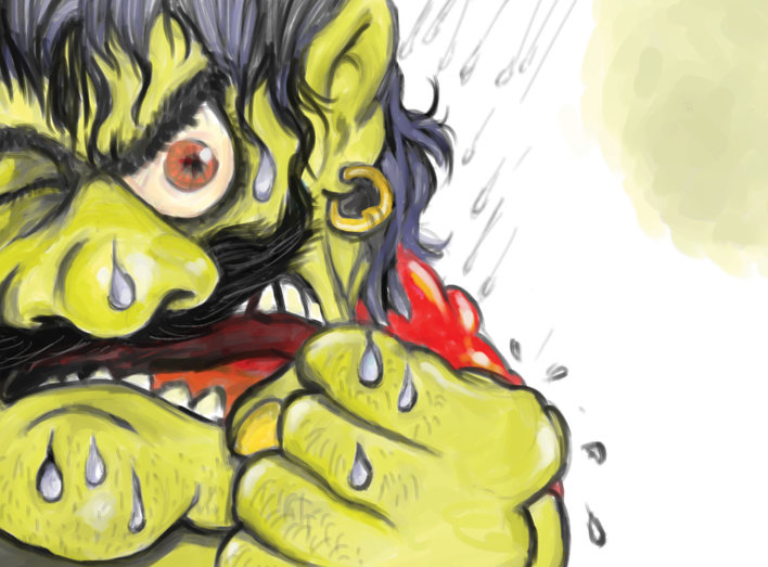 Demon in rain