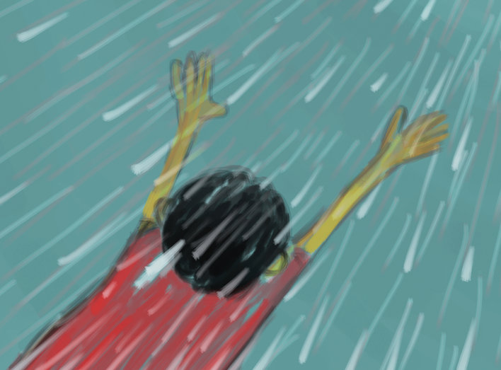 Boy in rain