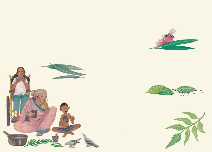 people with various leaves