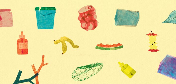 A mix of organic and inorganic waste