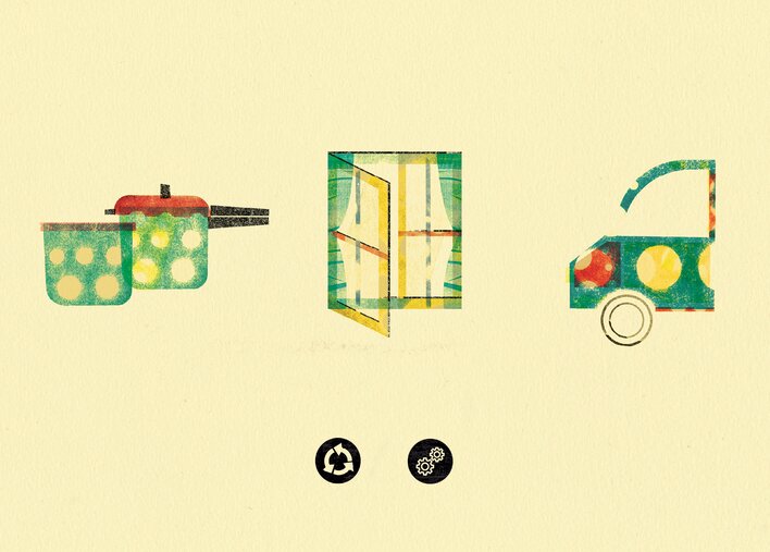 Kitchen utensils, window and car parts made from recycled metal