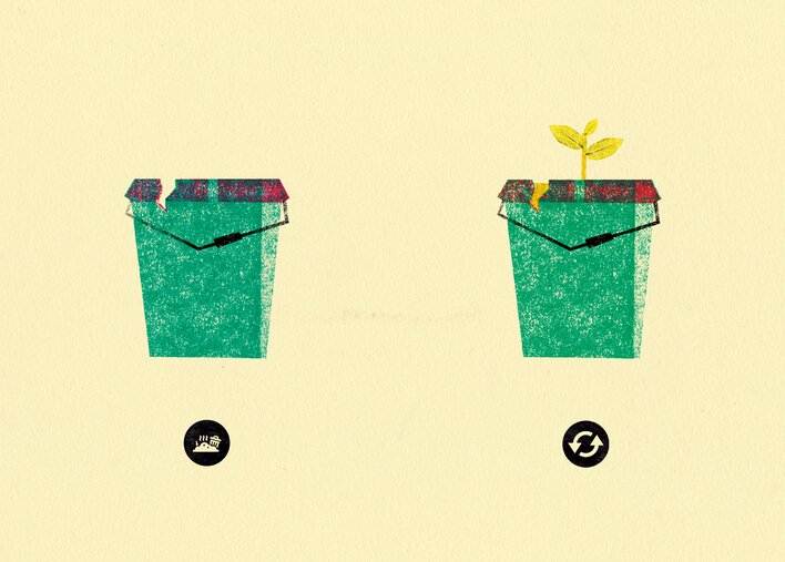 A bucket being reused