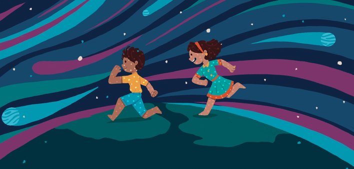 Boy and Girl running