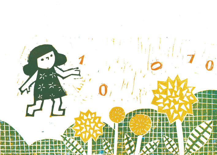 A girl in a garden