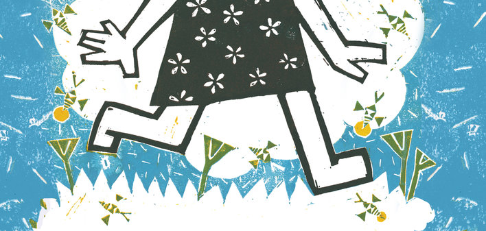 A child walking in a garden
