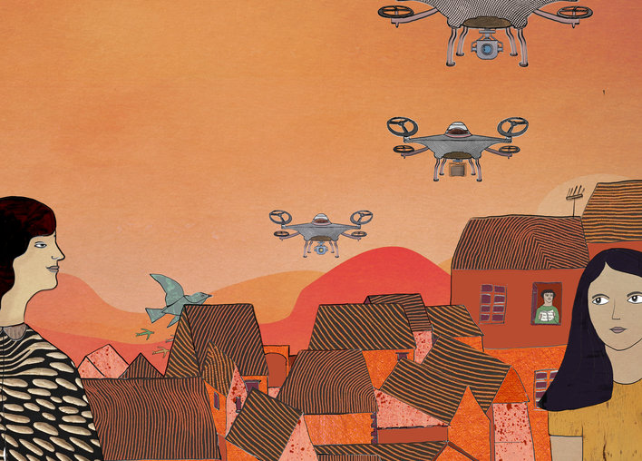 Some people and some drones