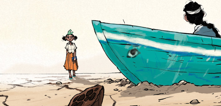 Girl sitting in a boat