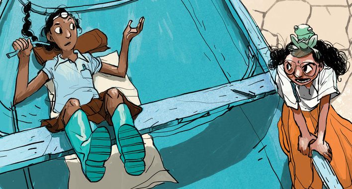 Two girls conversing on a boat