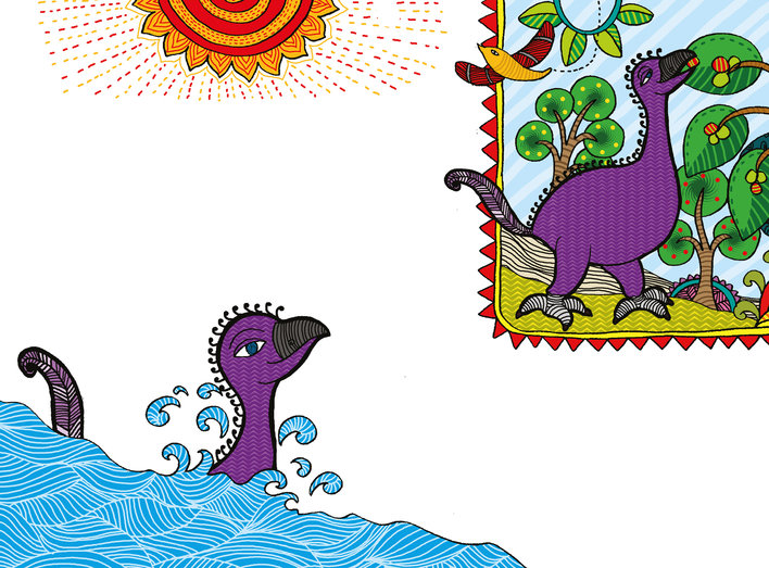 Elephant bird bathing in the sun and eating berries from a tree