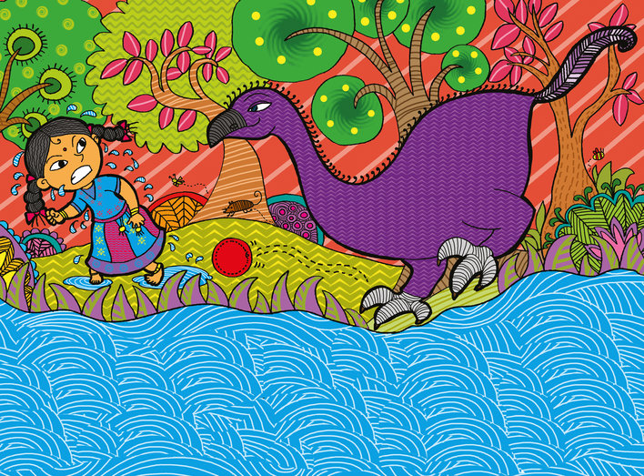Angry girl and the elephant bird