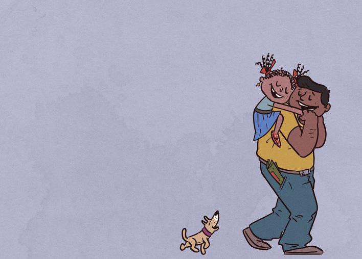 Man carrying a girl piggyback