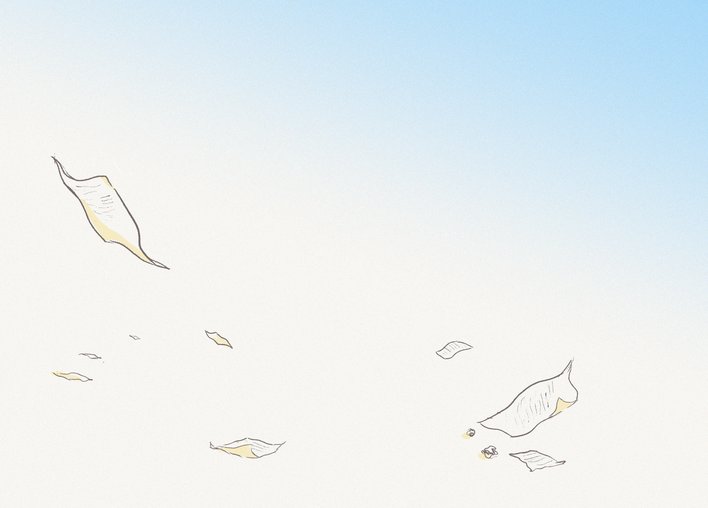 Papers flying around
