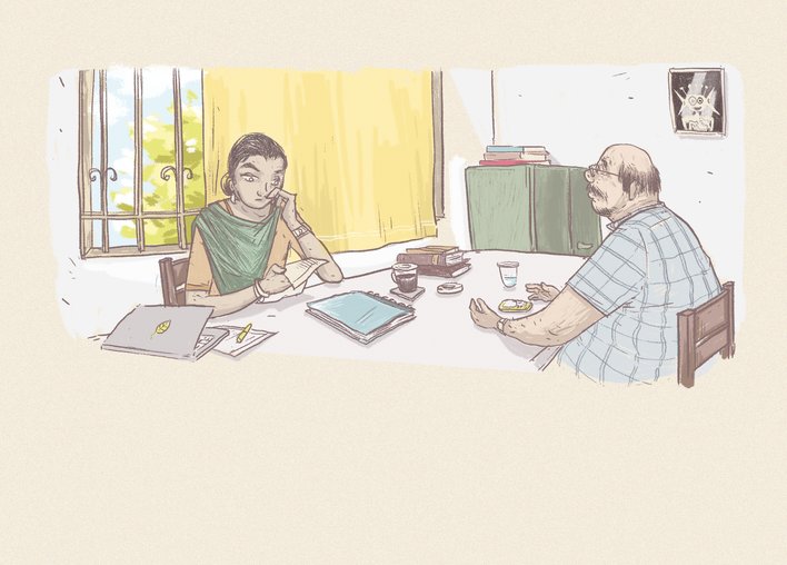 A man and a worried woman seated