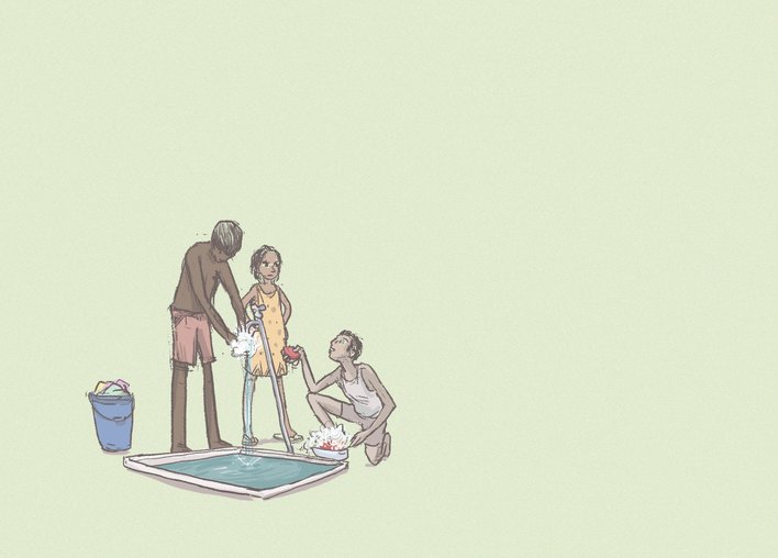 Children washing hands